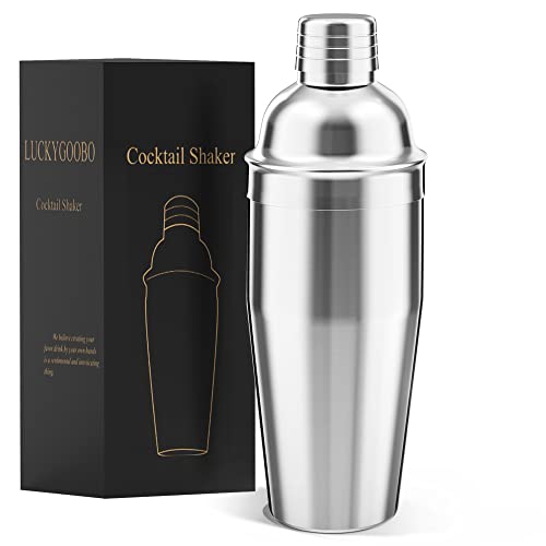 LUCKYGOOBO Cocktail Shaker,24 oz Martini Shaker,Drink Shaker Built-in Strainer,Professional Stainless Steel Margarita Mixer,Bartender Kit Gifts. - Image 1