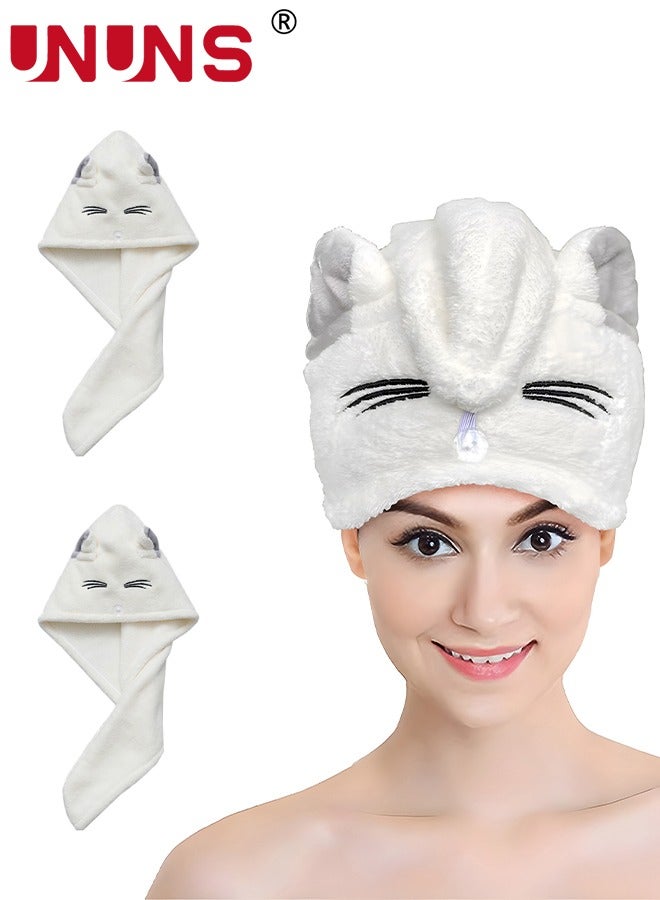 UNUNS Microfiber Hair Towel,2 Pcs Bath Towels Hair Towel Wrap,Quick Drying Hair Turban,Twist Hair Towel,Super Absorbent Head Turban For Kids Girls Women Wet Curly Long Thick Hair - Image 1