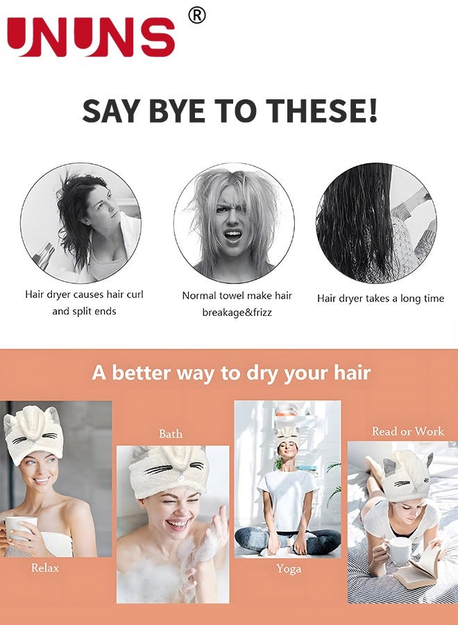 UNUNS Microfiber Hair Towel,2 Pcs Bath Towels Hair Towel Wrap,Quick Drying Hair Turban,Twist Hair Towel,Super Absorbent Head Turban For Kids Girls Women Wet Curly Long Thick Hair - Image 3