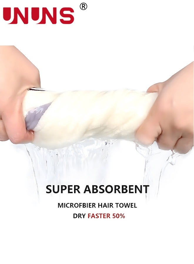 UNUNS Microfiber Hair Towel,2 Pcs Bath Towels Hair Towel Wrap,Quick Drying Hair Turban,Twist Hair Towel,Super Absorbent Head Turban For Kids Girls Women Wet Curly Long Thick Hair - Image 4