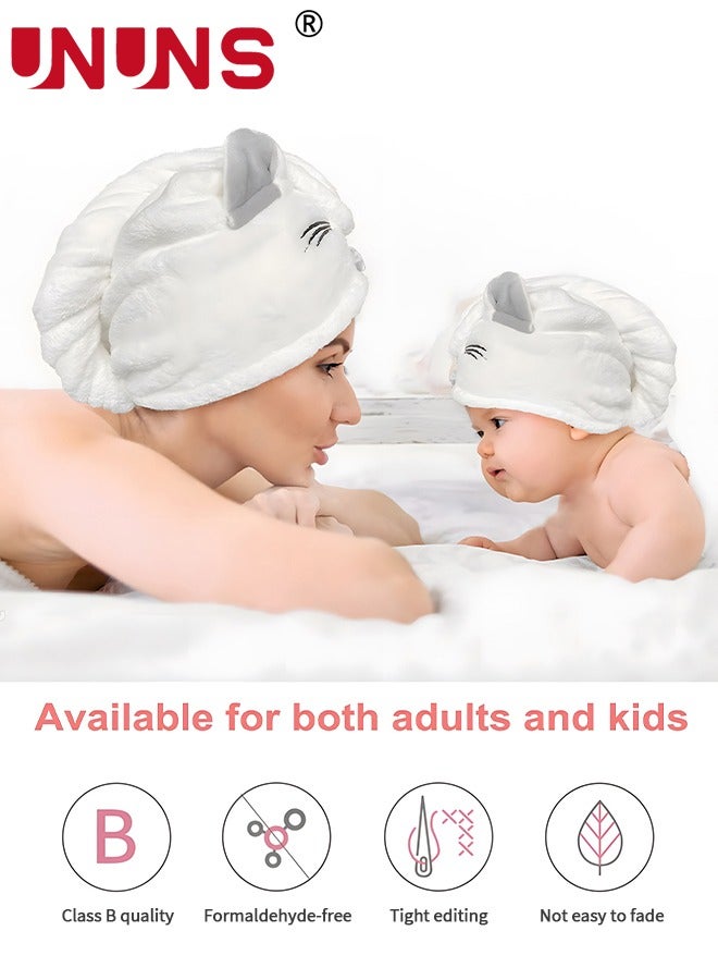 UNUNS Microfiber Hair Towel,2 Pcs Bath Towels Hair Towel Wrap,Quick Drying Hair Turban,Twist Hair Towel,Super Absorbent Head Turban For Kids Girls Women Wet Curly Long Thick Hair - Image 5