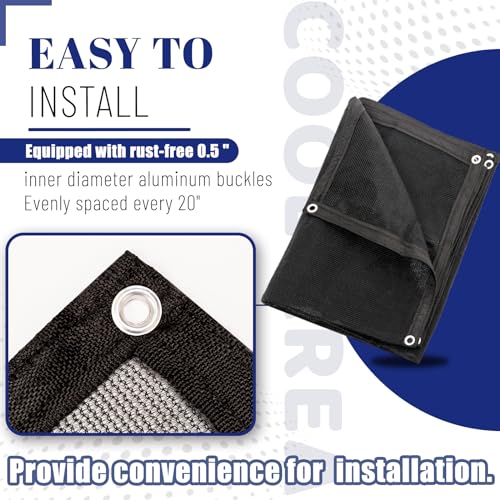 Cool Area 60-70% Shade Cloth 12x16FT Heavy Duty Knitted Mesh Tarp with Grommets Mesh Screen for Patio Canopy Garden Porch Greenhouse Pools Dog Kennel Black - Image 3