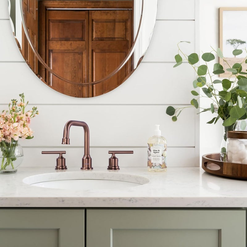 WOWOW Widespread Bathroom Faucet 3 Holes Bathroom Sink Faucet 2 Handle Vanity Faucet with Pop up Drain and Supply Lines Farmhouse Basin Tap 8 Inch Rose Gold - Image 5