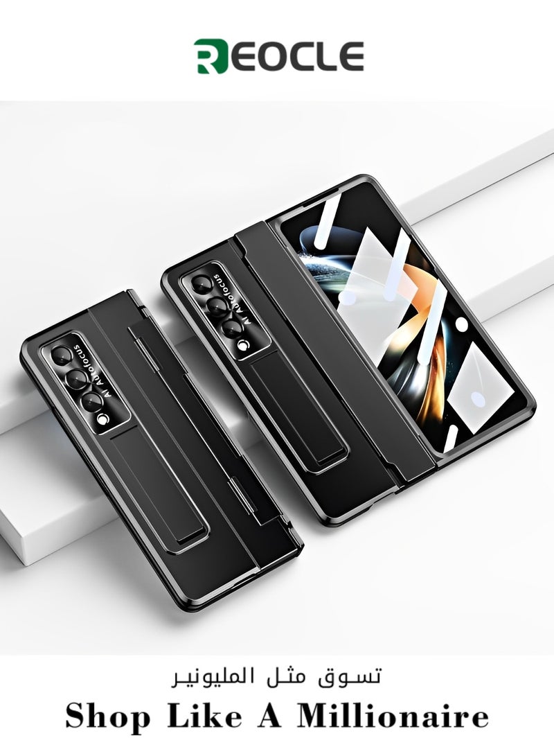REOCLE Phone Case Phone Cover with Screen Protector Transparent Frosted Stand Hinge Phone Case for Samsung Galaxy Z Fold 4 - Image 1