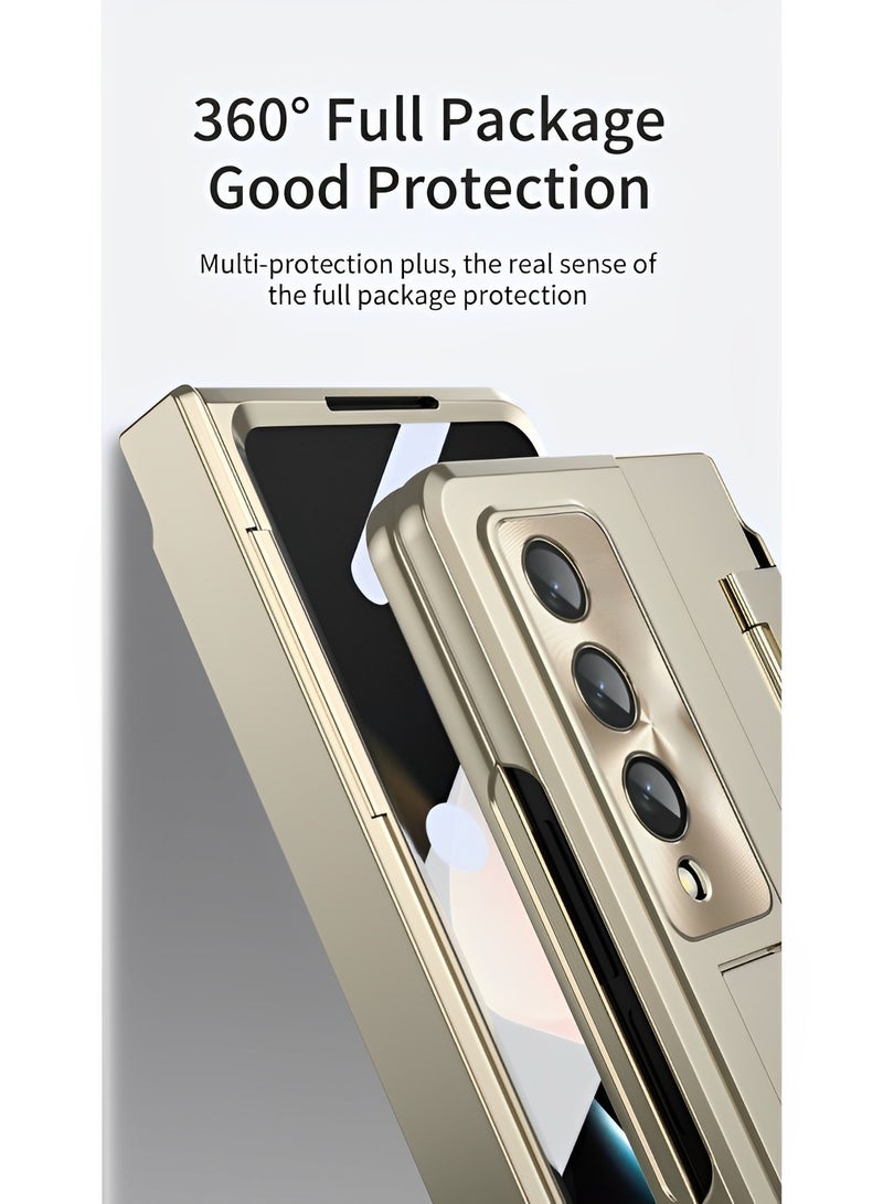 REOCLE Phone Case Phone Cover with Screen Protector Transparent Frosted Stand Hinge Phone Case for Samsung Galaxy Z Fold 4 - Image 4