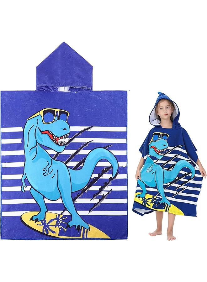 جيه زد اس منشفة حمام للأطفال من عمر 5 إلى 12 عامًا، مصنوعة من الألياف الدقيقة، منشفة شاطئ فائقة النعومة للأطفال، بونشو شاطئ ناعم ماص (أزرق) - Image 1