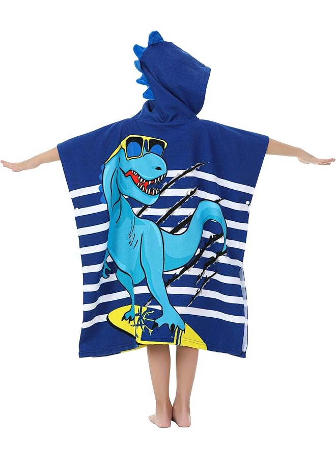 جيه زد اس منشفة حمام للأطفال من عمر 5 إلى 12 عامًا، مصنوعة من الألياف الدقيقة، منشفة شاطئ فائقة النعومة للأطفال، بونشو شاطئ ناعم ماص (أزرق) - Image 3