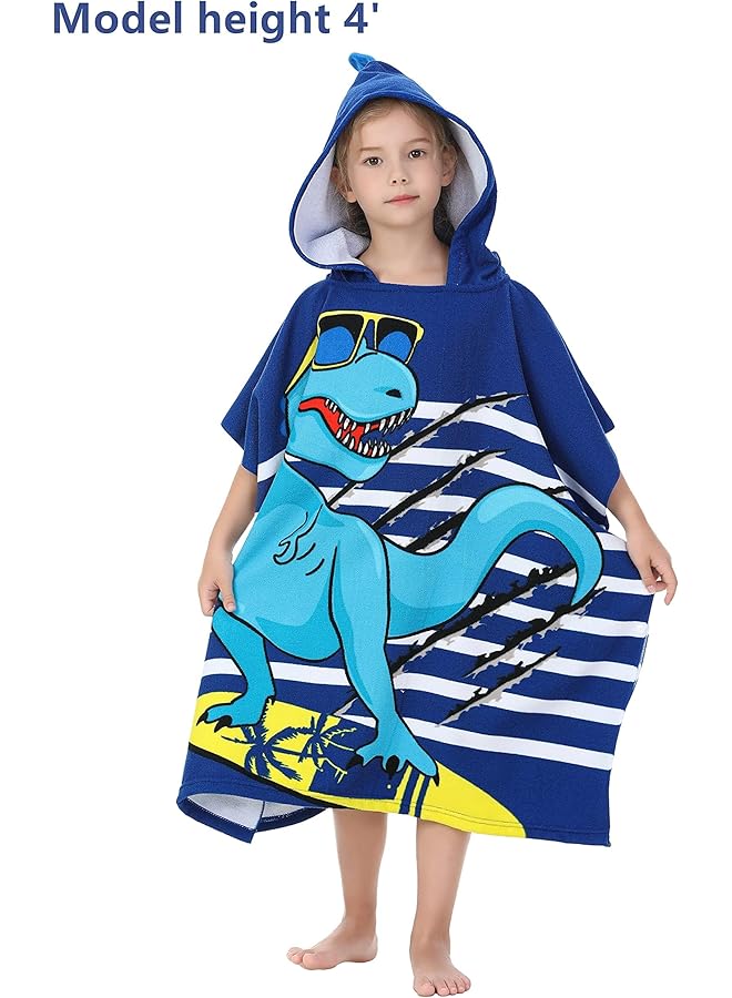 جيه زد اس منشفة حمام للأطفال من عمر 5 إلى 12 عامًا، مصنوعة من الألياف الدقيقة، منشفة شاطئ فائقة النعومة للأطفال، بونشو شاطئ ناعم ماص (أزرق) - Image 4