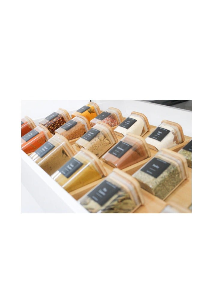 Homesmiths Honey Bee 200ML Multipurpose Airtight Square Glass with Bamboo Lid For Kitchen & Pantry - Image 4