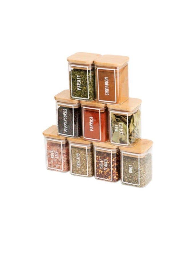 Homesmiths Honey Bee 200ML Multipurpose Airtight Square Glass with Bamboo Lid For Kitchen & Pantry - Image 5