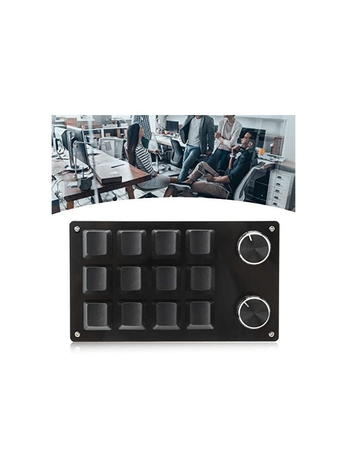 erorex One Handed Programmable Mechanical Keyboard, 12 Keys RGB Programmable Macro Keyboard with Knob Plug and Play Multifunctional Mechanical Gaming Keypad Function Keypad for Windows(full black) - Image 5