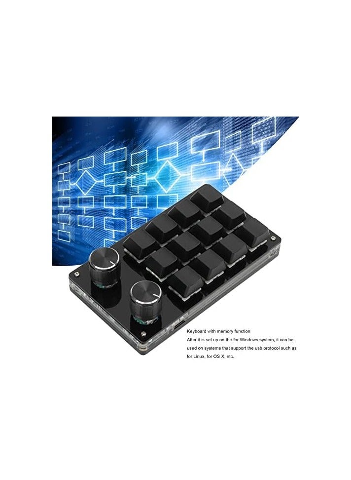 erorex One Handed Programmable Mechanical Keyboard, 12 Keys RGB Programmable Macro Keyboard with Knob Plug and Play Multifunctional Mechanical Gaming Keypad Function Keypad for Windows(full black) - Image 2