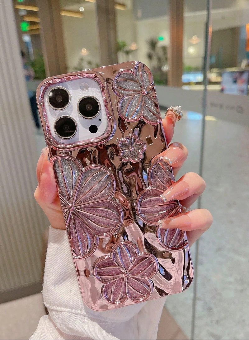 شي إن غطاء حافظة تصميم رسم زهري ثلاثي الأبعاد مطلي بالجليتر بطابع    شخصي بسيط عتيق متوافق مع آيفون ١٣  بروماكس