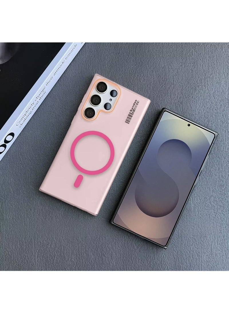 Techie Ultra Thin Frosted Matte Magnetic MagSafe Case for Samsung Galaxy S25 Ultra 2025 – Slim, Smooth, Anti-Fingerprint with Neon Design Camera Lens Protector - Frosted Pink  - Image 5