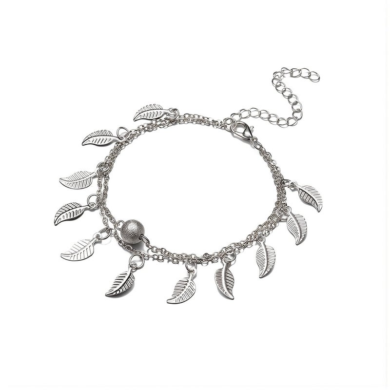 Ankle Bracelet Wide Size Adjustment Unisex Most Ankle Size Fit Leaf Charm Foot Jewelry - Image 2