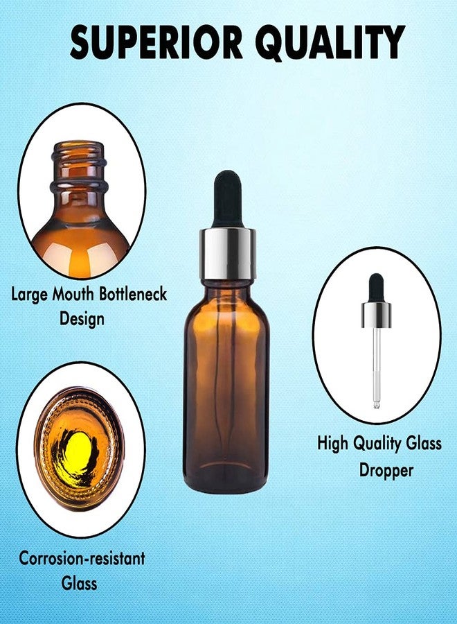PHARCOS Amber Glass Bottle with Euro Dropper for Essential Oil, DIY Beauty care with Silver ring + Black Silicone Teat, Leak Proof, Reusable, Refillable. 10ML - Pack of 4 - Image 3