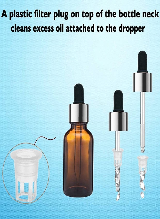 PHARCOS Amber Glass Bottle with Euro Dropper for Essential Oil, DIY Beauty care with Silver ring + Black Silicone Teat, Leak Proof, Reusable, Refillable. 10ML - Pack of 4 - Image 2