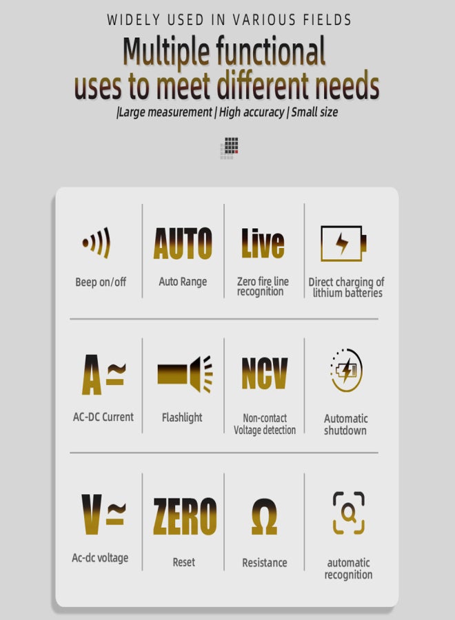 بي سايد جهاز قياس الجهد الرقمي متعدد الوظائف 4000 عداد، مقياس الجهد والتيار المتردد والمستمر، جهاز اختبار الجهد الكهربي غير المباشر، جهاز قياس المقاومة مع تنبيه الجهد، وخاصية تحديد الهوية من خلال Livewire وFirewire - Image 4