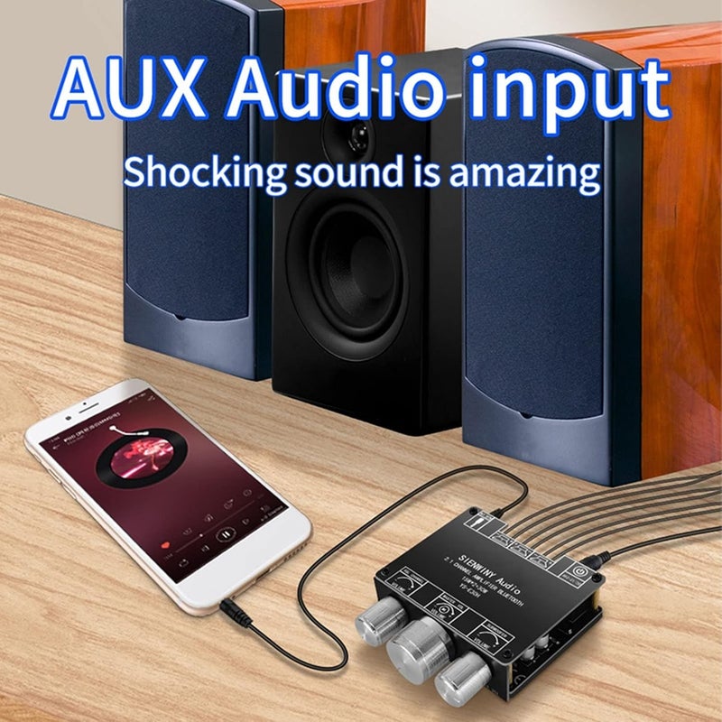 Sound Amplifier Board, DC 9 to 24V Bluetooth 5.1 Power Amplifier Module, 2.1 Channel HiFi Knob Adjustment Sound Amplifier Board - Image 5