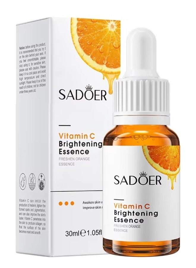 SADOER Vitamin C Brightening Essence Serum 30ml Face Serum for Dark Spots and Uneven Skin Hydrating Lightweight Formula for Women and Men - Image 1