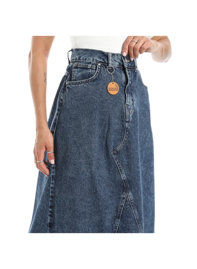 Coctail 6434-Denim Skirt-Dark blue  - Image 4
