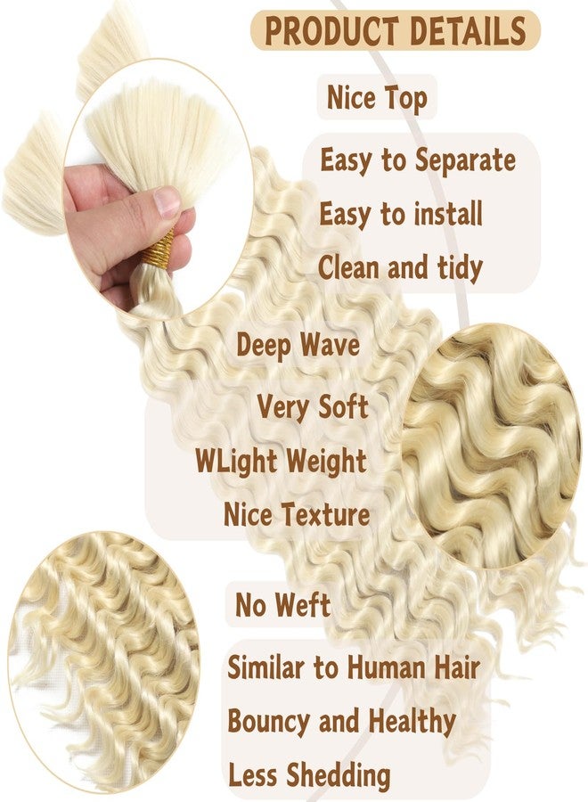 FCHLHFC Boho Hair for Braiding 2Bundle 150g 18 Inch Deep Water Wave Bulk Hair for Braiding No Weft Faux Boho Braids Wet and Wavy Hair Extensions（613#） - Image 3