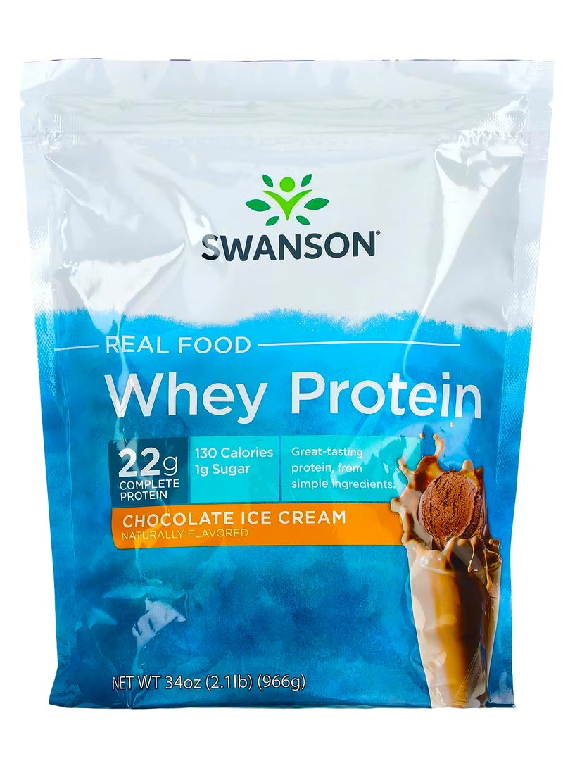 سوانسون بروتين مصل اللبن Real Food ، آيس كريم الشيكولاتة ، 2.1 رطل (966 جم)