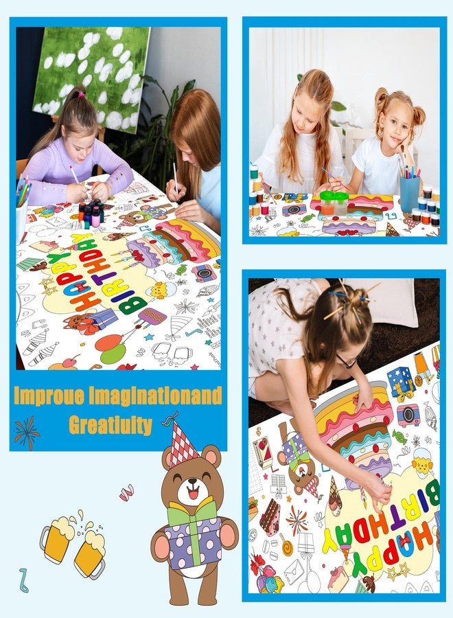 WNINK Giant Birthday Coloring Poster for Kids, 31 x 71 Inch Large Color-in Poster Tablecloth, Birthday Party Coloring Activity for Classroom, School, Kids Party Decorations - Image 5