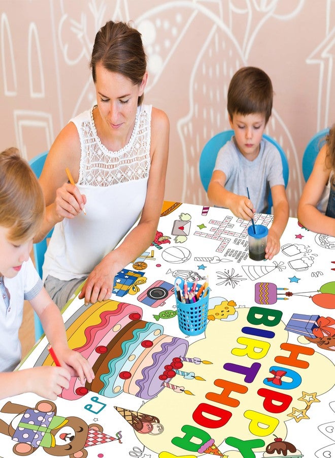 WNINK Giant Birthday Coloring Poster for Kids, 31 x 71 Inch Large Color-in Poster Tablecloth, Birthday Party Coloring Activity for Classroom, School, Kids Party Decorations - Image 4