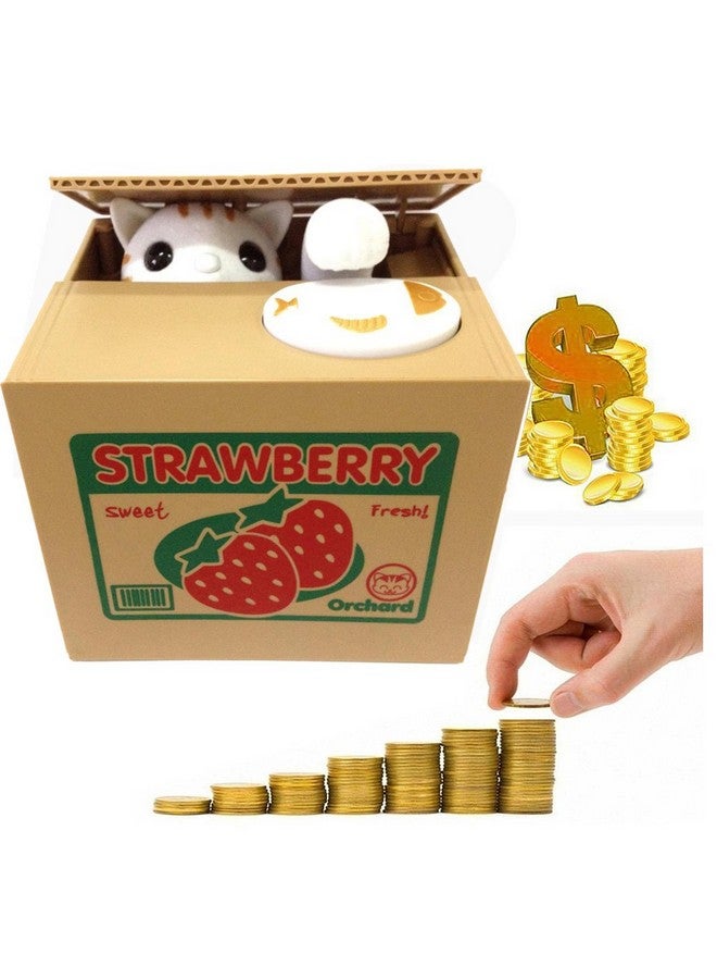 HmiL-U Toy Banks HmiL-U Automatic cat Stealing Coins Birthday&Christmas Gifts for Kids (Strawberry-Cat) - Image 2