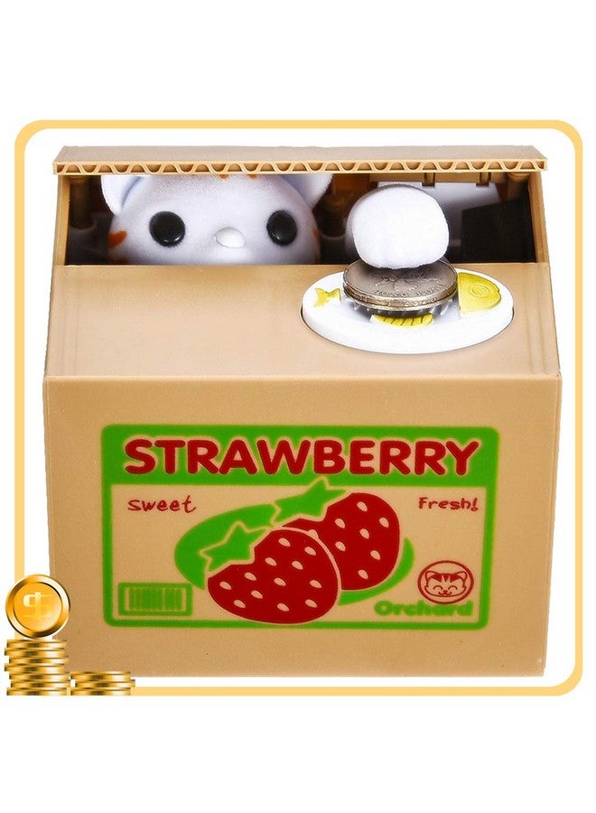HmiL-U Toy Banks HmiL-U Automatic cat Stealing Coins Birthday&Christmas Gifts for Kids (Strawberry-Cat) - Image 1