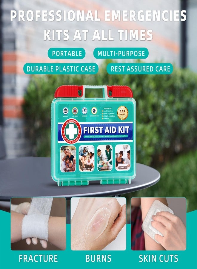 SuccorWare 225 Pieces First Aid Kit, Includes Ice Pack, Adhesive Bandages, Wound Gauze Pads, Portable First Aid Bag for Home, Car, Business, Travel, Outdoor Emergency Medical Kits - Image 3