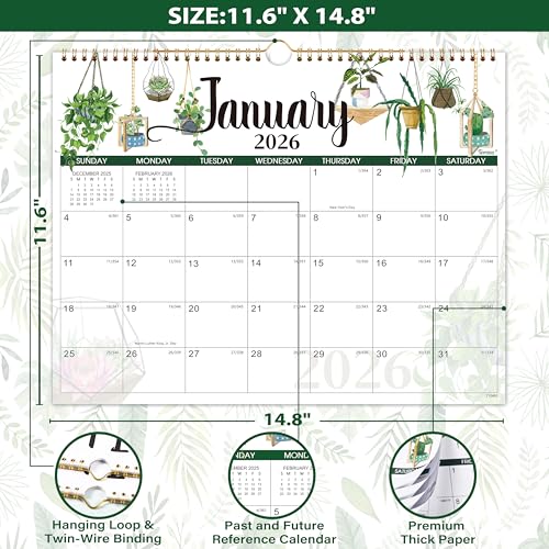 Tersus 2026 Calendar - 2026 Wall Calendar 12 Month, JAN 2026 - DEC 2026, Calendar 2026 for Wall, 14.8'' x 11.6'', Sturdy Binding, Julian Dates, Holiday Reminder, Large Ruled Blocks - Image 3
