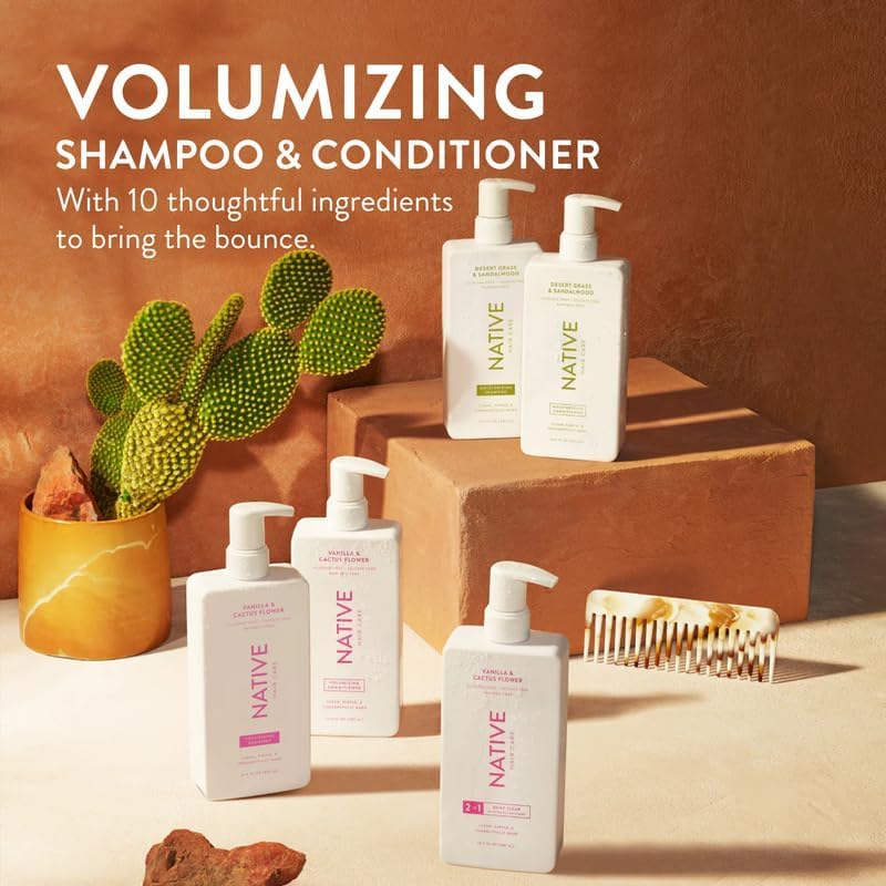 Native Vanilla & Cactus Flower Shampoo and Conditioner Contain Naturally Derived Ingredients |All Hair Type Color & Treated, Fine to Dry Damaged, Sulfate & Dye Free - 2-Pack - Image 3