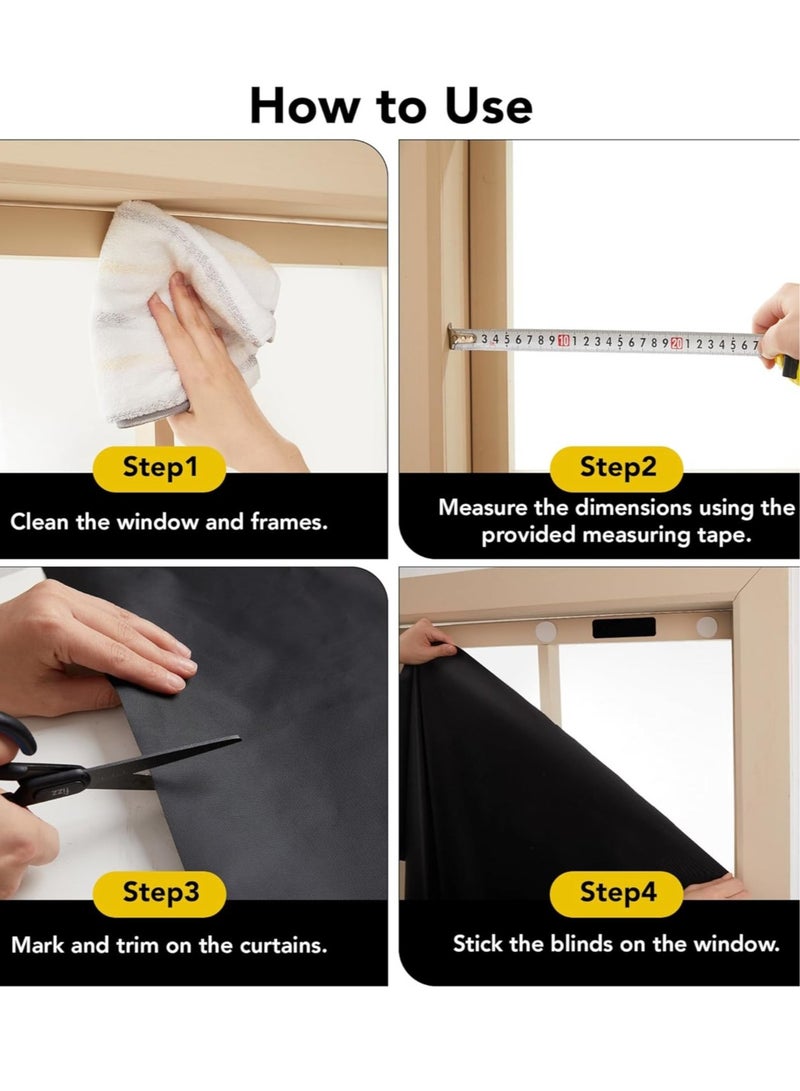 كيلا ستائر تعتيم ممتازة 100٪ ستائر معتمة 100٪ مع 12 خطاف، أغطية نوافذ سوداء محمولة معتمة ومظلات عازلة للحرارة لحضانة الأطفال والسفر (100 × 145 سم) - Image 4