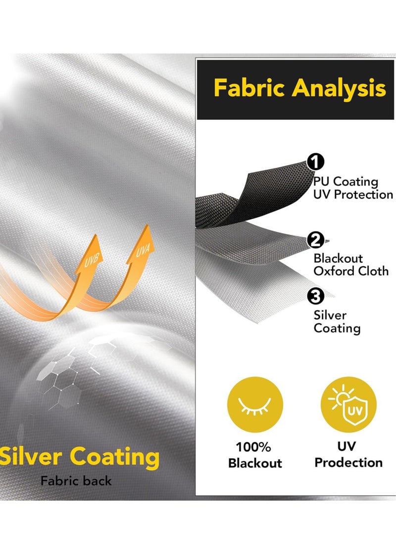 كيلا ستائر تعتيم ممتازة 100٪ ستائر معتمة 100٪ مع 12 خطاف، أغطية نوافذ سوداء محمولة معتمة ومظلات عازلة للحرارة لحضانة الأطفال والسفر (100 × 145 سم) - Image 5