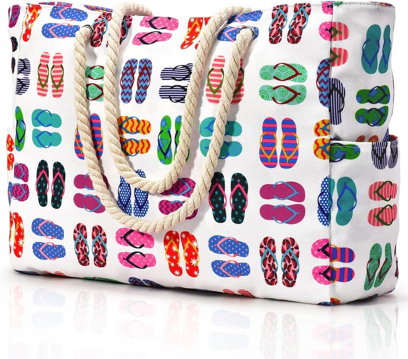 Becokan Beach Bags for Women, Large Waterproof Beach Tote Bag with Zipper Beach Bags Waterproof Sandproof Swim Pool Bag Large Tote - Image 1