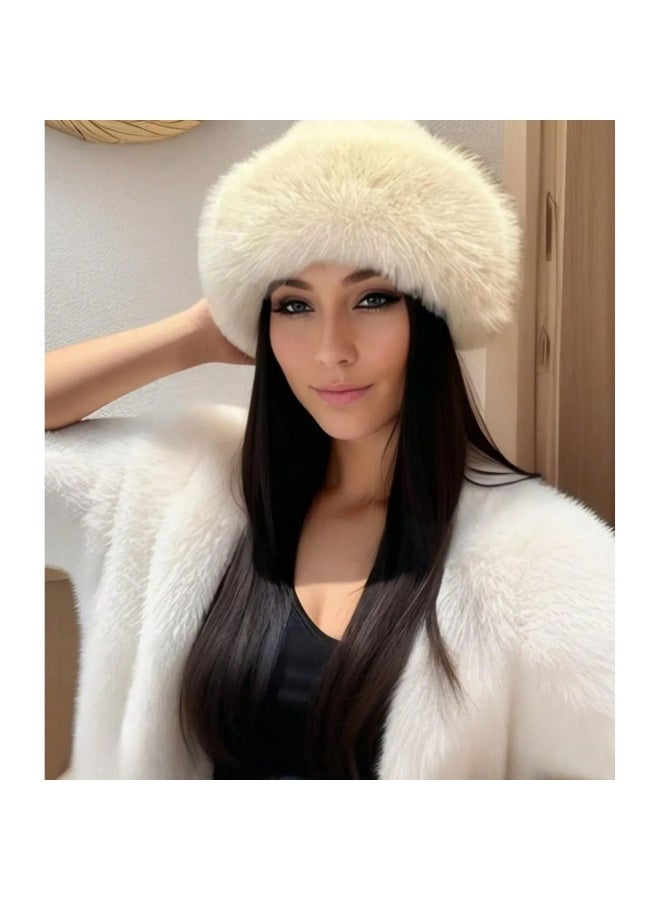 قبعه شتويه نسائيه فاخره مصنوعه من الفرو الصناعي الناعم سهلة التنسيق مع الشالات والقفازات والمعاطف الشتوية - Image 1