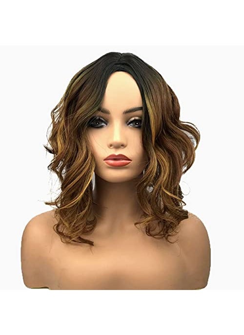 Wiginway - Wiginway Medium Curly Wavy Auburn Blend Wigs for Black Women Synthetic Wig Natural Looking - Image 1