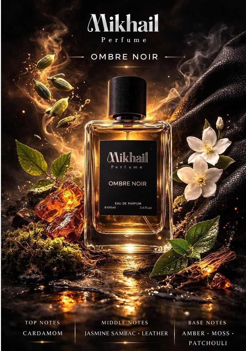 MIKHAIL Ombre Noir Intense by MIKHAIL 100ml | Bold & Sophisticated Masculine Eau de Parfum | Fresh Violet Leaf, Cedar, Jasmine Sambac, and Orris | Rich Leather, Woody Notes, and Tobacco - Image 2