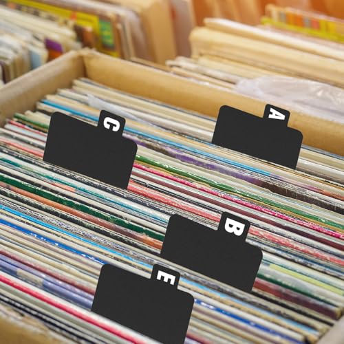 BLSUREFYX 26 PCS Vinyl Record Dividers A-Z Alphabet Record Organizer with Alphabetical Tab Dividers for DVD Cd File Albums and Library Book Storage Holder Use Black - Image 2