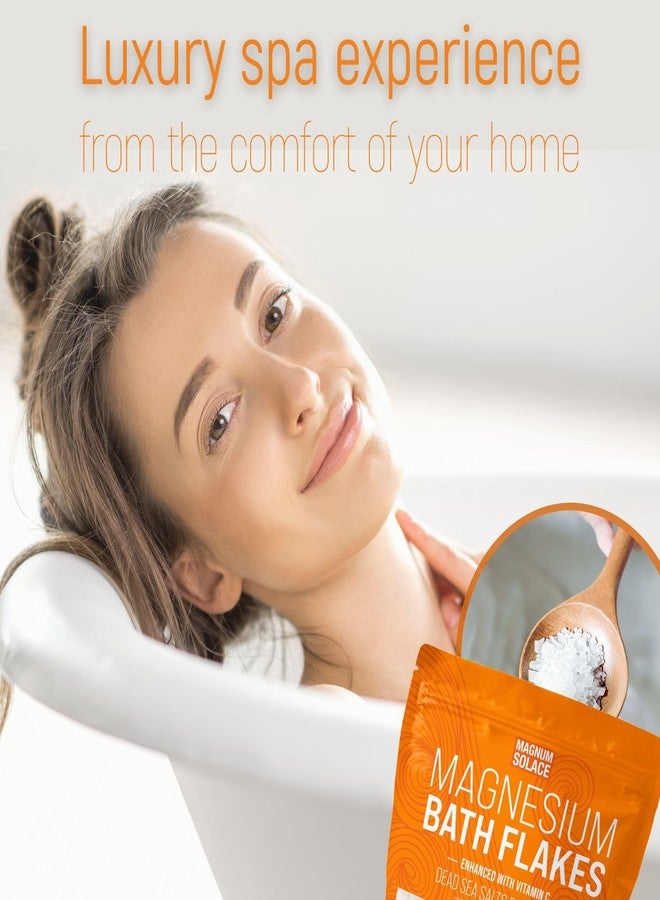 Magnum Solace Magnesium Flakes for Bath - Magnesium Chloride Flakes - Dead Sea Salts for Soaking - Enhanced with Vitamin C Crystals, 10 LBS - Image 2