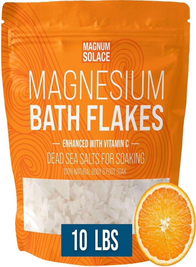 Magnum Solace Magnesium Flakes for Bath - Magnesium Chloride Flakes - Dead Sea Salts for Soaking - Enhanced with Vitamin C Crystals, 10 LBS - Image 1