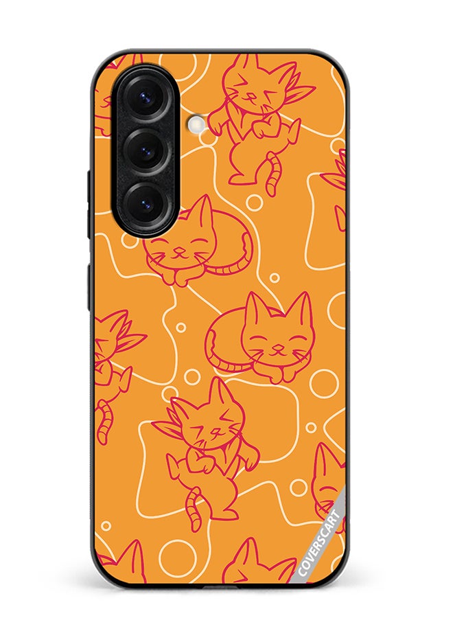 Protective Case Cover For Samsung Galaxy S25 Chilling Cat Pattern Design Multicolour