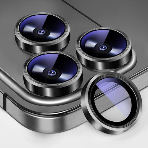 KEKBOXQ 2 Pack Camera Lens Protector for iPhone 17 Pro Max,iPhone 17 Pro/15 Pro Max/15 Pro Tempered Glass Lens Screen Protector Camera Cover Metal Individual Ring for 17 Promax 5G 2025,Black - Image 1
