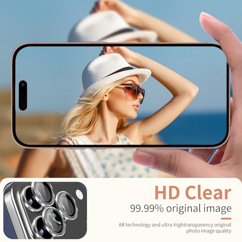 KEKBOXQ 2 Pack Camera Lens Protector for iPhone 17 Pro Max,iPhone 17 Pro/15 Pro Max/15 Pro Tempered Glass Lens Screen Protector Camera Cover Metal Individual Ring for 17 Promax 5G 2025,Black - Image 2