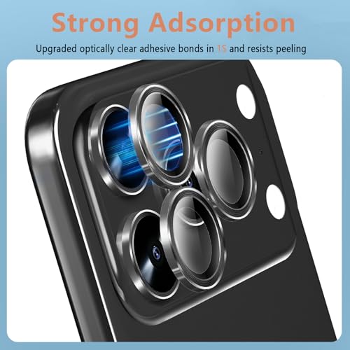 KEKBOXQ 2 Pack Camera Lens Protector for iPhone 17 Pro Max,iPhone 17 Pro/15 Pro Max/15 Pro Tempered Glass Lens Screen Protector Camera Cover Metal Individual Ring for 17 Promax 5G 2025,Black - Image 5