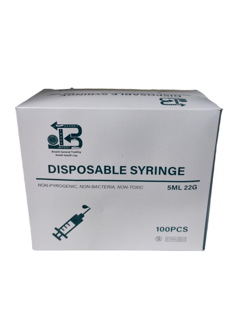 محقنة للاستخدام مرة واحدة سعة 5 مل (عبوة من 100 قطعة)