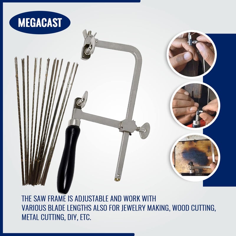 Megacast GERMAN STYLE JEWELERS SAW FRAME with 144 ASSORTED JEWELERS SAW BLADES - Image 3