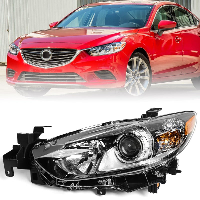 Huray Halogen Headlight Assembly for Mazda 6 2014 2015 2016 2017 LH Projector Headlamp wBulbs OE Factory Replacement for MA2518160 Left Driver Side